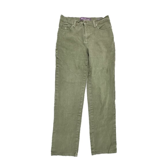Gloria Vanderbilt Amanda Straight Leg Women's size 4P Green Denim Jeans - Picture 1 of 5